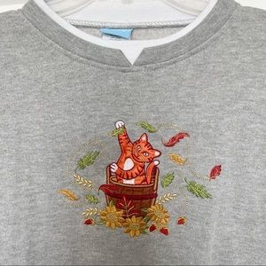 Vintage - Embroidered Fall Kitty Crewneck